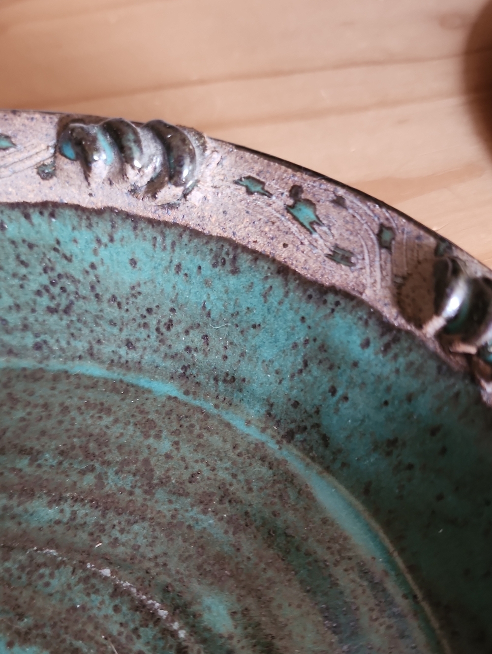 Rustic Turquoise Ceramic Bowl - Picture 10 of 14